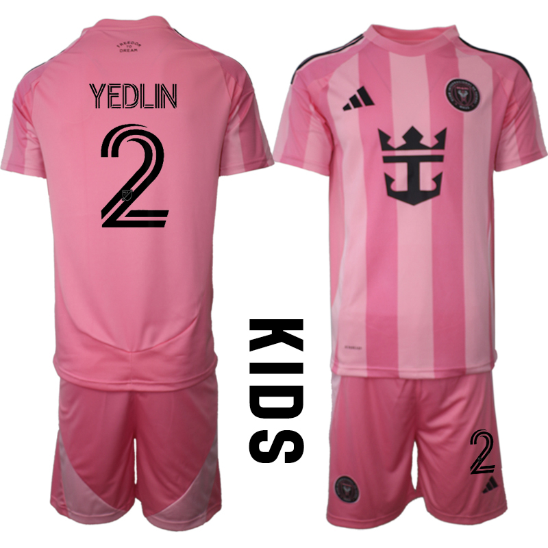 Youth 2025-2026 Club Inter Milan CF home Pink #2 Soccer Jersey->youth soccer jersey->Youth Jersey
